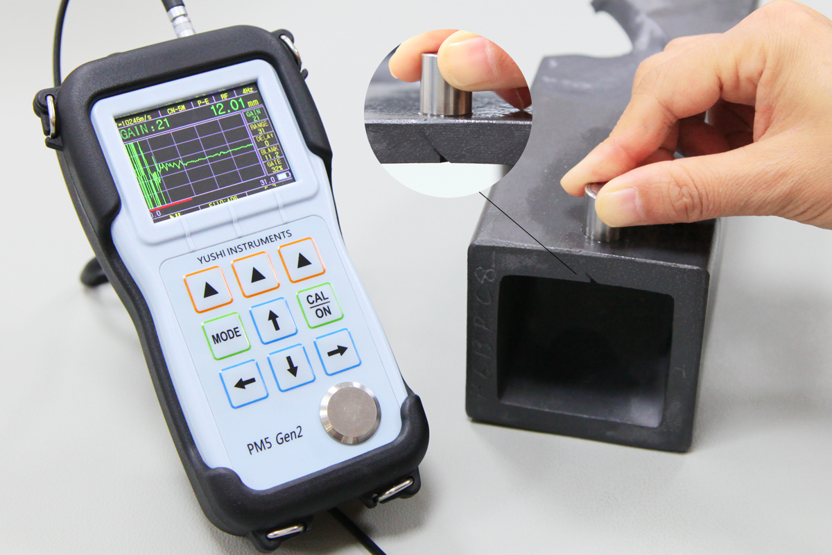 YUSHI PM5 Gen2 ultrasonic thickness gauge measure thickness of Silicon Carbide Bricks thickness