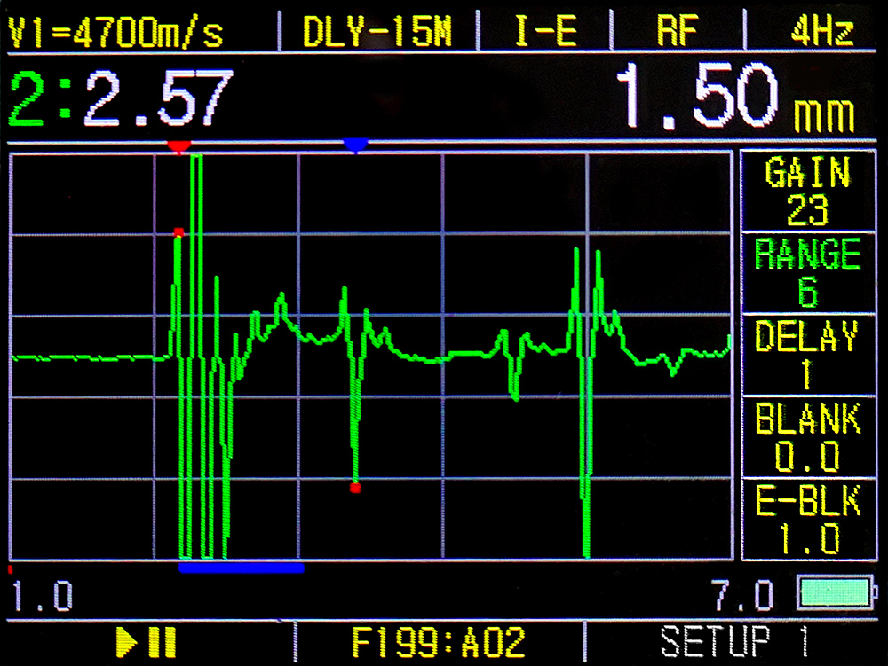 Interface echo of copper and aluminum with large different acoustic impedance